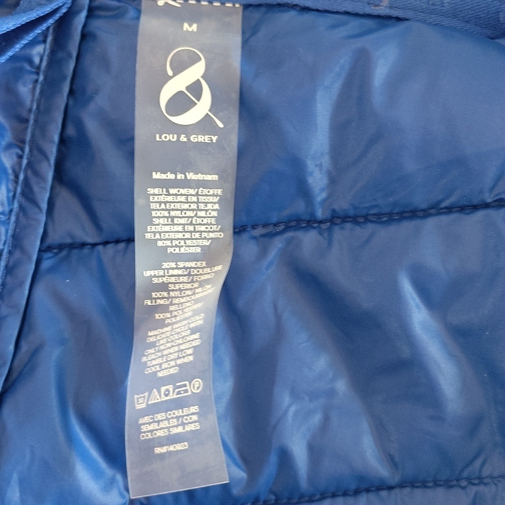 Lou & Grey Chevron Hooded Puffer Jacket Cobalt Blue M - Picture 8 of 13